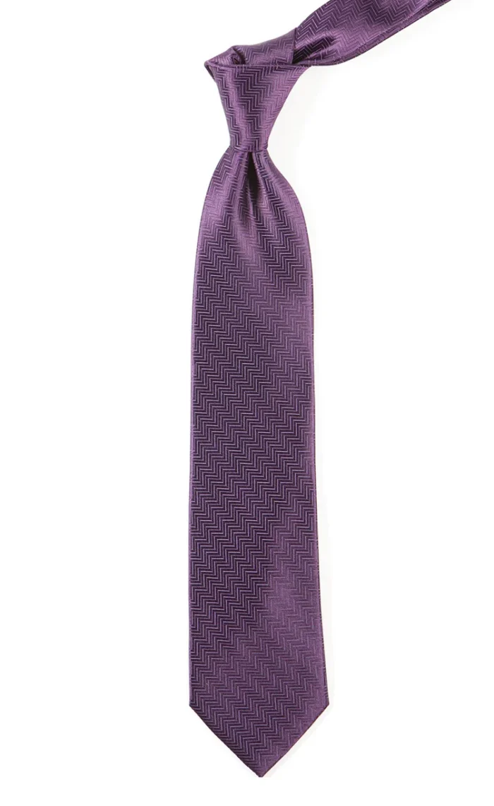 Herringbone Eggplant Tie - Image 3