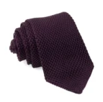 Pointed Tip Knit Eggplant Tie