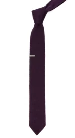 Pointed Tip Knit Eggplant Tie - Image 4