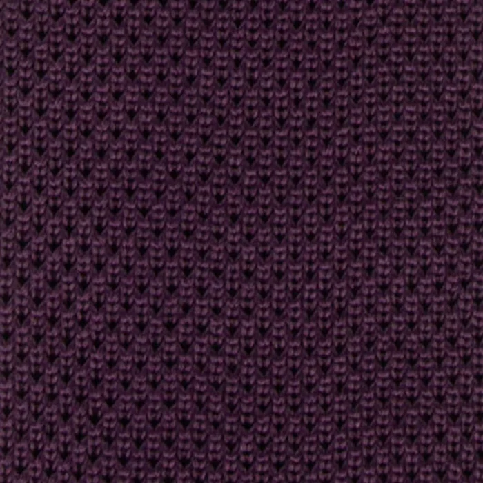Pointed Tip Knit Eggplant Tie - Image 2